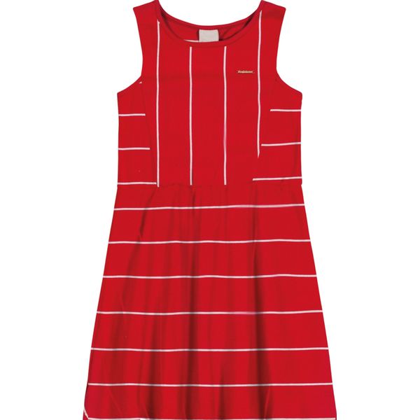 Vestido Listras Vermelho Carinhoso