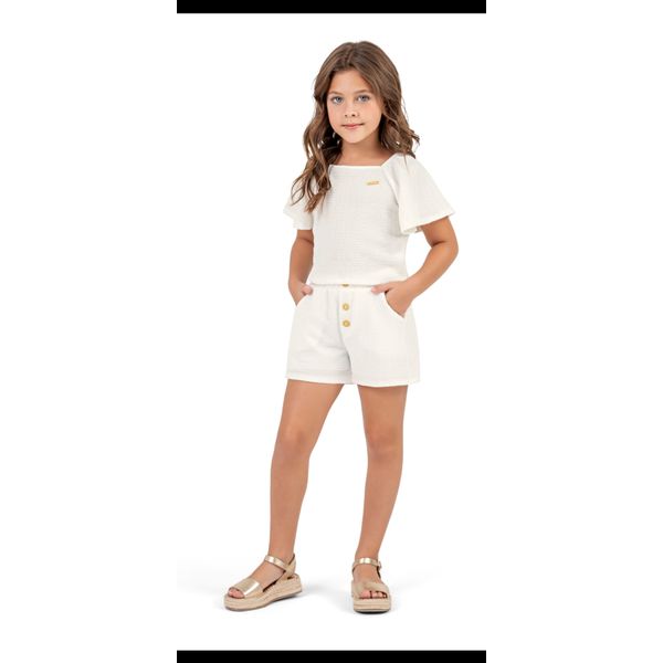 CONJ FEM BL E SHORT TECIDO TEXTURIZADO BRANCO