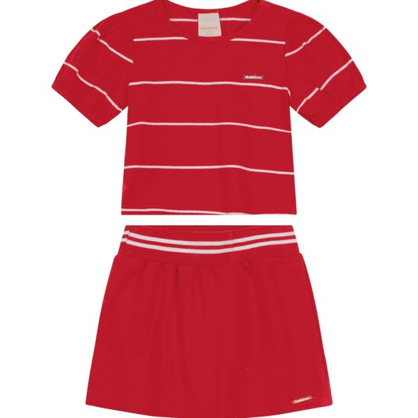 Conjunto Carinhoso Lista Com Shorts/saia
