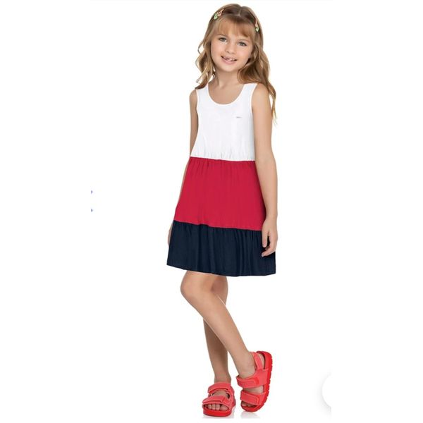 Elian - Vestido Infantil Menina Color Block Elian Branco