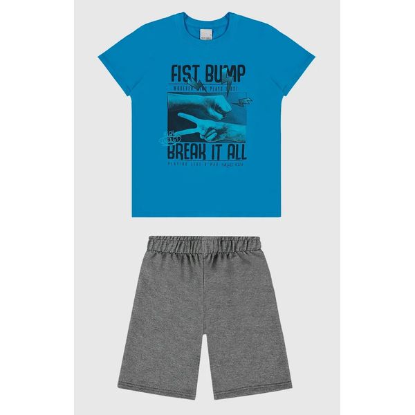 Conjunto Infantil Menino Fist Bump Em Algodão Malwee Kids Azul