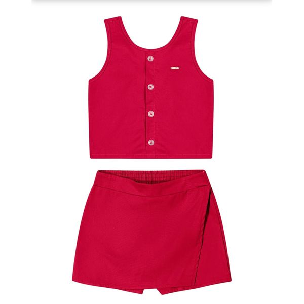 Conjunto Infantil Menina Botões Elian Vermelho