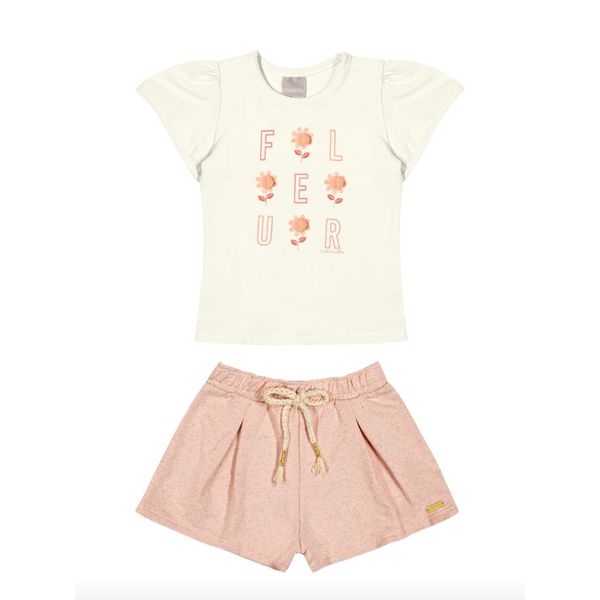 Conjunto Infantil Menina Floral Colorittá Bege