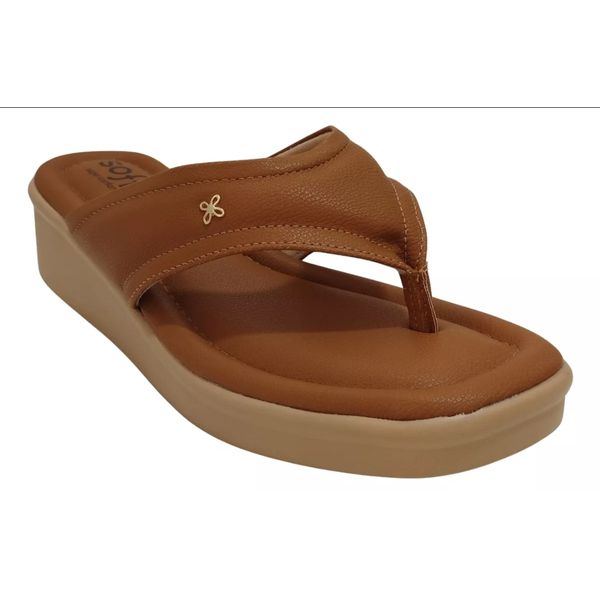 Tamanco Feminino Softli Com Salto Flatform E Tira Acolchoada Camel
