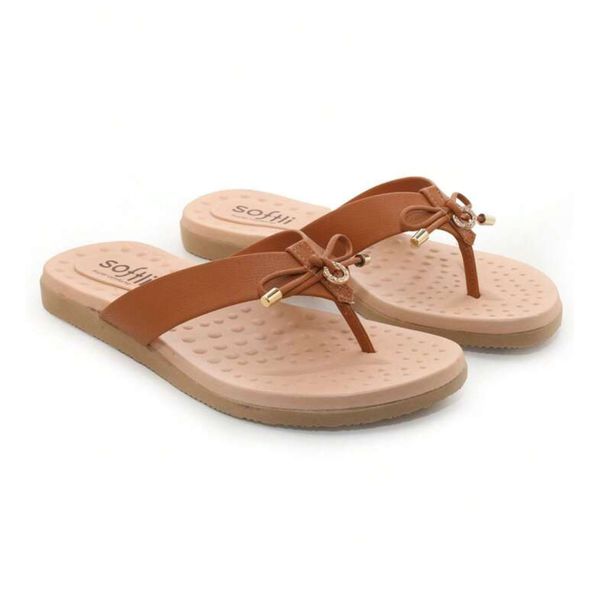Chinelo Dedo Feminino Flexível Confortável Macio Leve Casual Softli Camel