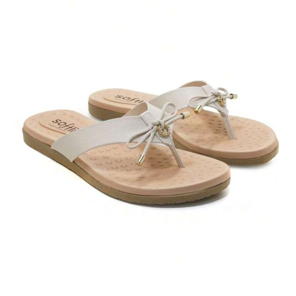 Chinelo Dedo Feminino Flexível Confortável Macio Leve Casual Softli Off white