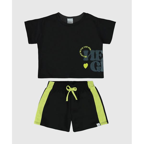 Conjunto Infantil Menina Blusa Estampa Lettering Em Algodão Malwee Kids