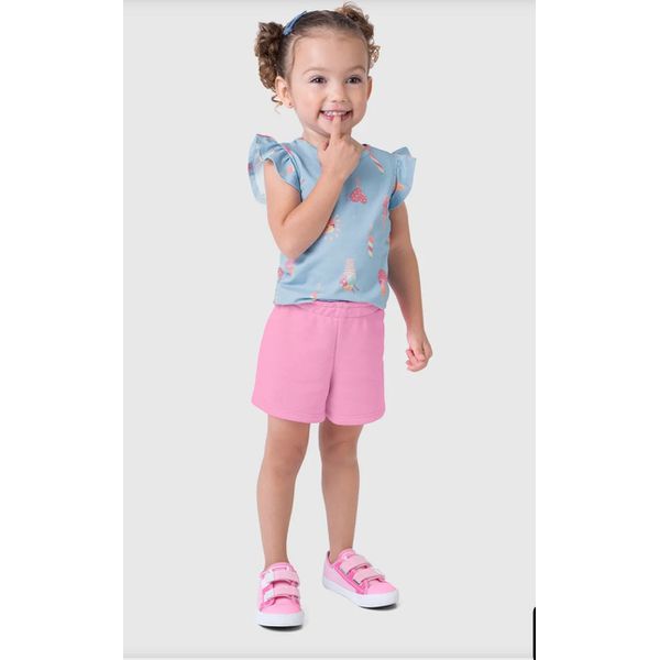 Conjunto Infantil Menina Blusa Estampada Em Algodão Malwee Kids