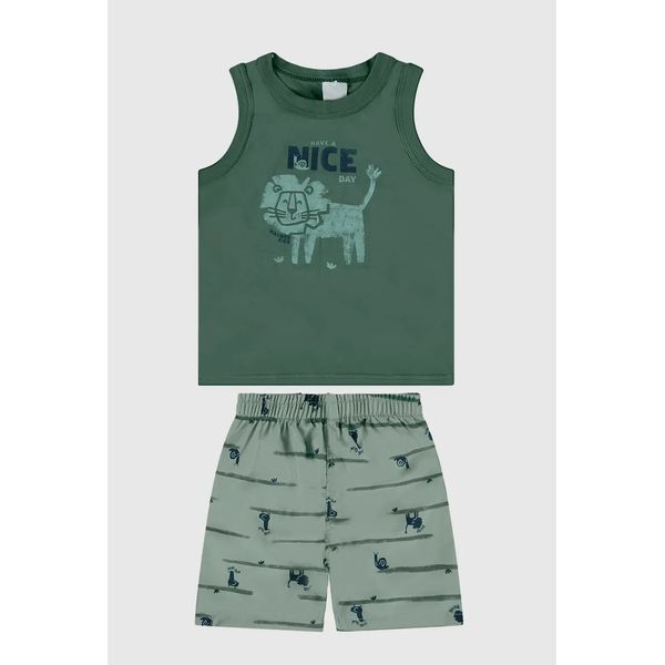 Conjunto Infantil Menino Bermuda Estampada Em Microfibra Malwee Kids