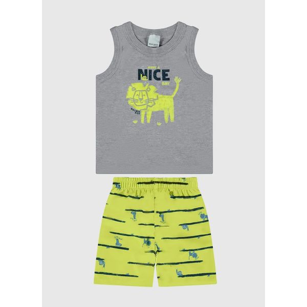 Conjunto Infantil Menino Bermuda Estampada Em Microfibra Malwee Kids