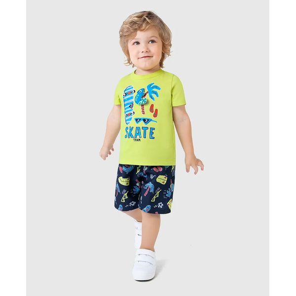 Conjunto Infantil Menino Estampa Skate Com Aplique Interativo Malwee Kids