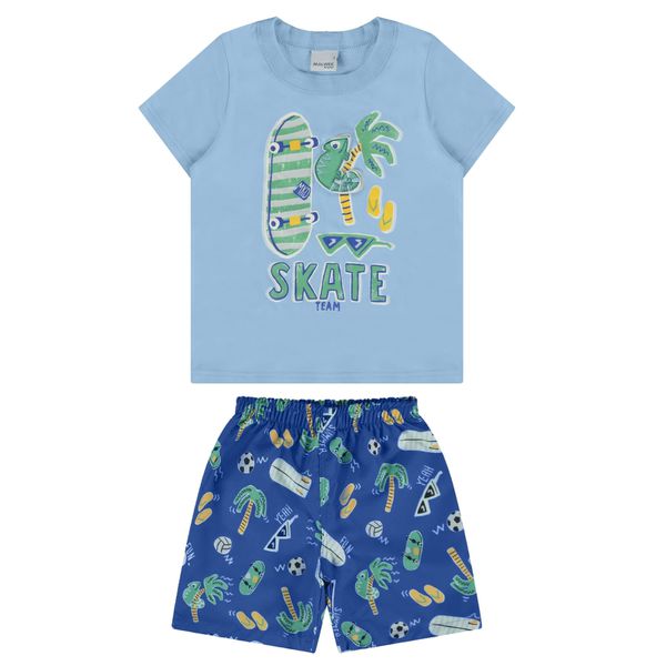 Conjunto Infantil Menino Estampa Skate Com Aplique Interativo Malwee Kids