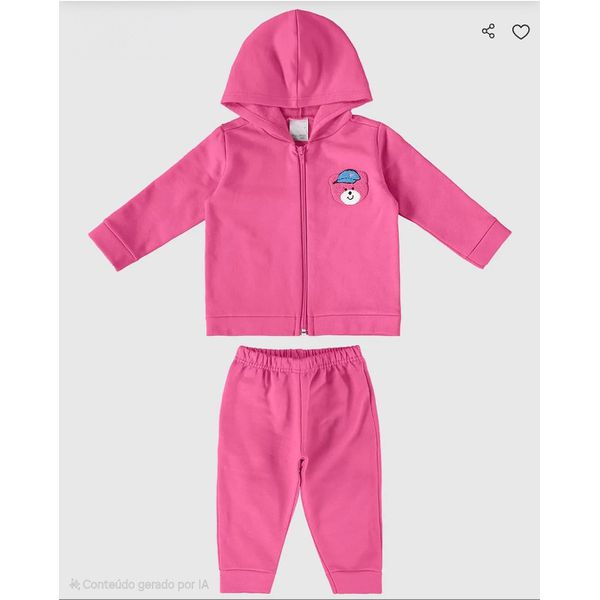 Conjunto Infantil Menina Jaqueta Com Capuz Em Moletom Malwee Kids