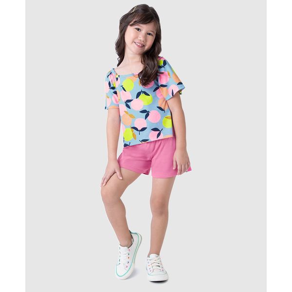 Conjunto Infantil Menina Blusa Estampa Frutas Em Algodão Malwee Kids
