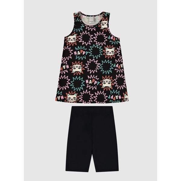 Conjunto Infantil Menina Regata Estampada E Bermuda Em Algodão Malwee Kids