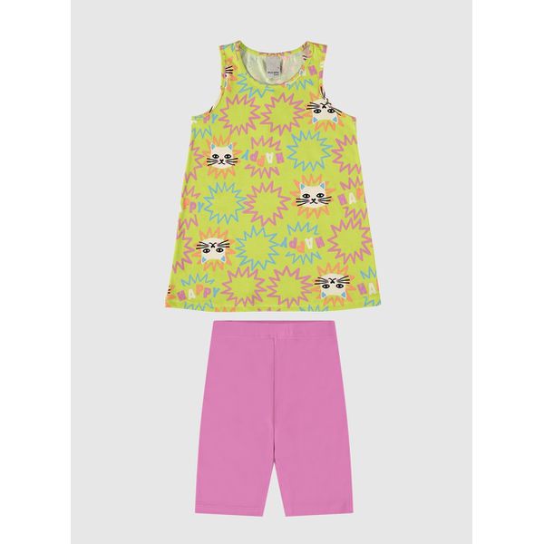 Conjunto Infantil Menina Regata Estampada E Bermuda Em Algodão Malwee Kids