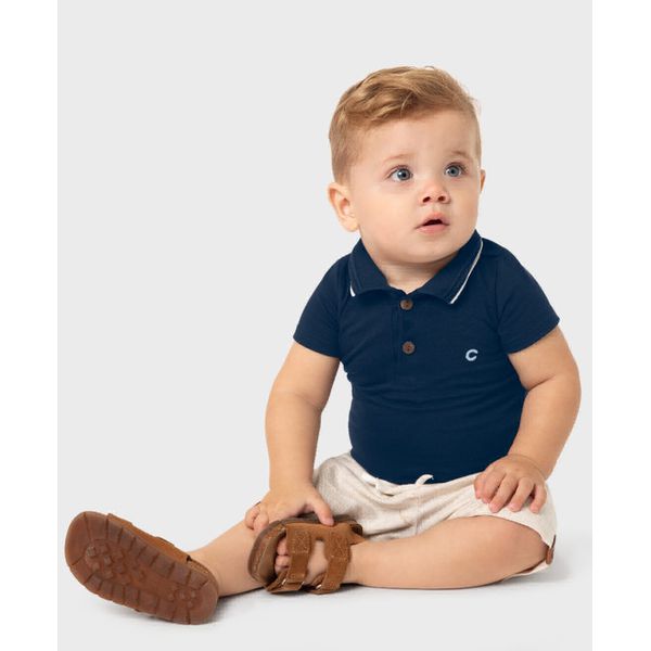 Conjunto Menino Body Polo Em Algodão - Carinhoso