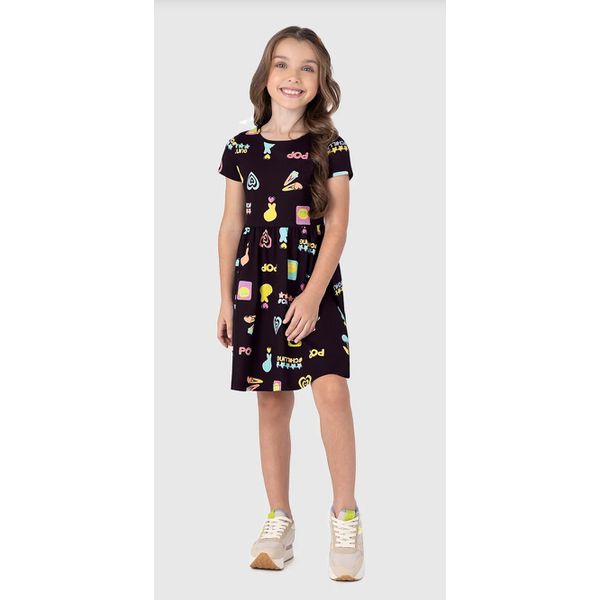 Vestido Infantil Estampado Acinturado Em Algodão Malwee Kids