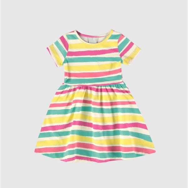 Vestido Infantil Estampa Listrada Em Algodão Malwee Kids