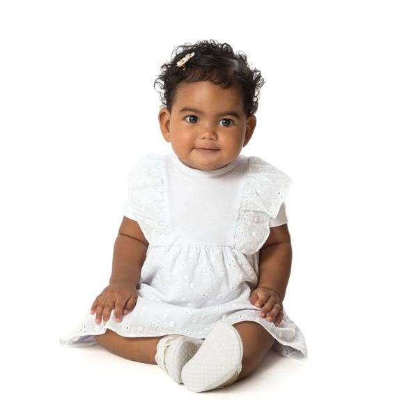 Vestido Infantil Com Babados Em Algodão Malwee Kids