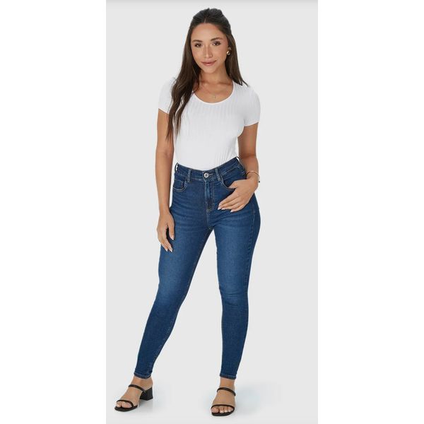 Calça Skinny Feminina Elástico Interno Em Flex Jeans