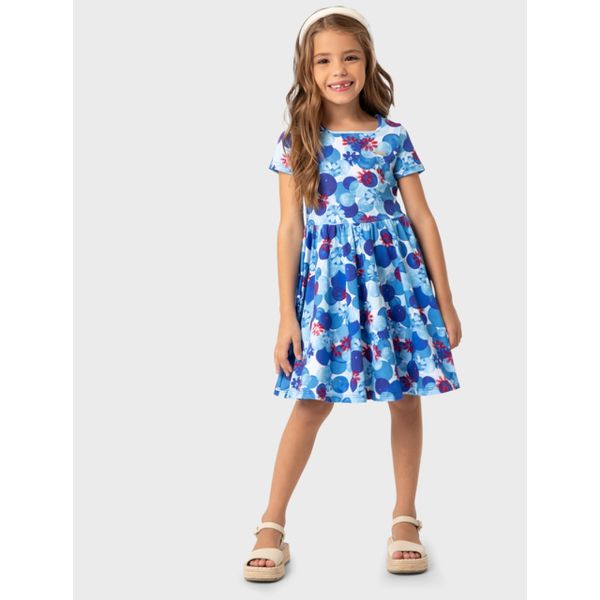 Vestido Menina Poá Floral Em Algodão - Carinhoso