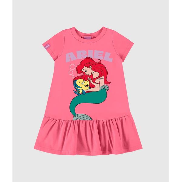 Vestido Infantil Ariel Princesa Disney Em Algodão Malwee Kids