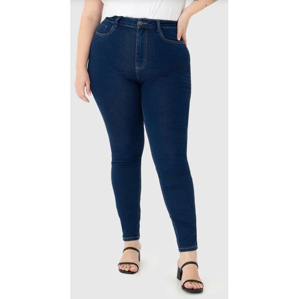 Calça Feminina Plus Size Skinny Em Flex Jeans