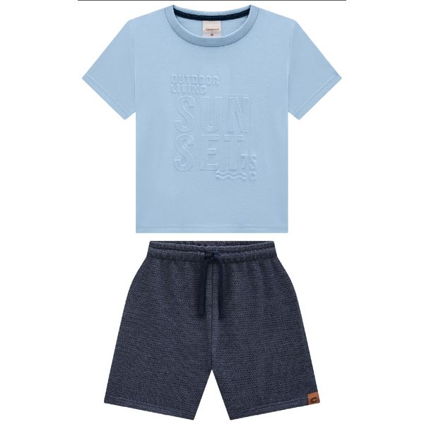 Conjunto Menino Bermuda Em Moletom Texturizado - Carinhoso