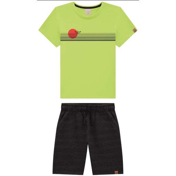 Conjunto Menino Camiseta Estampa Frontal E Bermuda - Carinhoso Verde