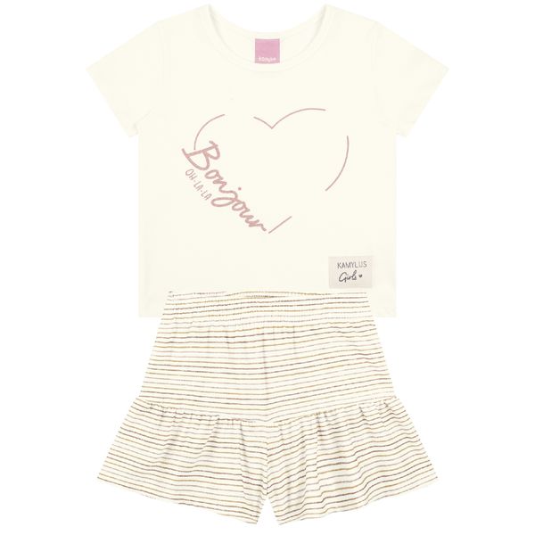 Conjunto Kamylus com shorts gliter