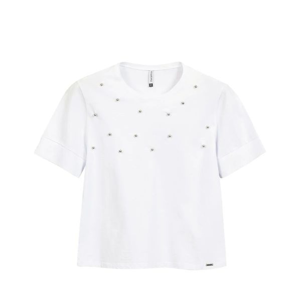 Blusa Feminina Com Aplicações Marialícia Branco