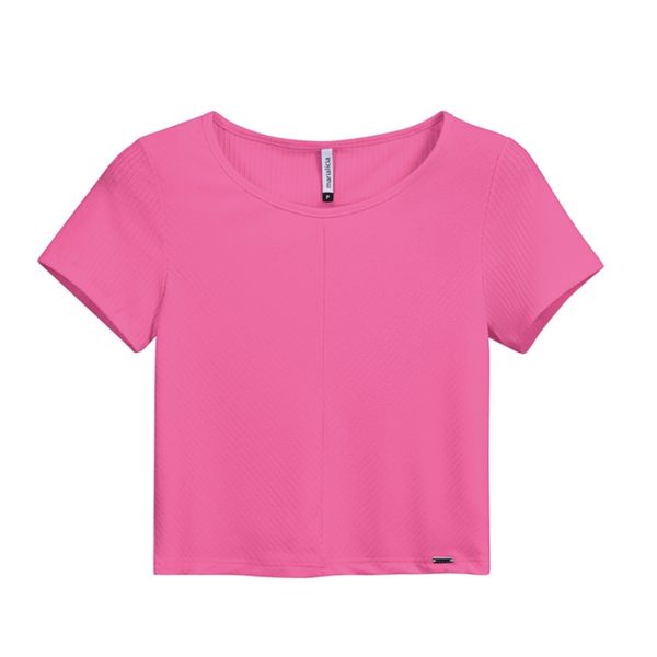 Blusa Cropped Canelado Marialicia Rosa