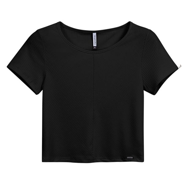 Blusa Cropped Canelado Marialicia Preta