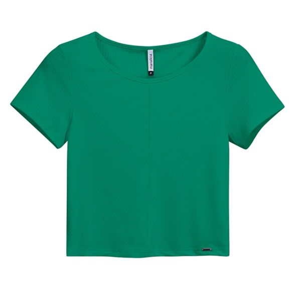 Blusa Cropped Canelado Marialicia Verde