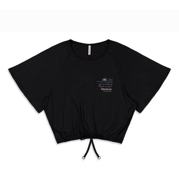 Blusa Feminina em Viscose com Mangas Amplas - Cereja Rosa - Preta