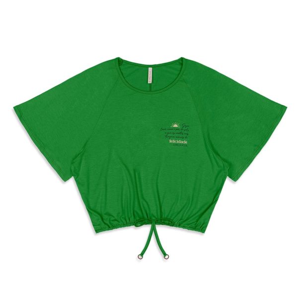 Blusa Feminina em Viscose com Mangas Amplas - Cereja Rosa - Verde