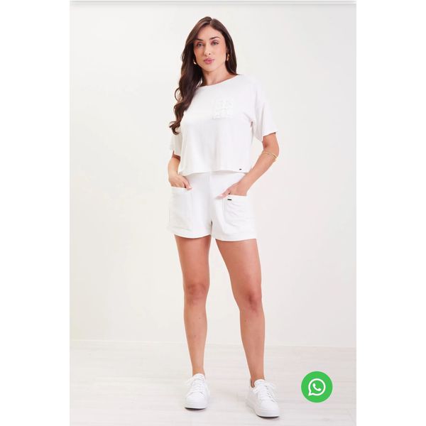 Short Feminino Em Moletinho Marialícia Bege