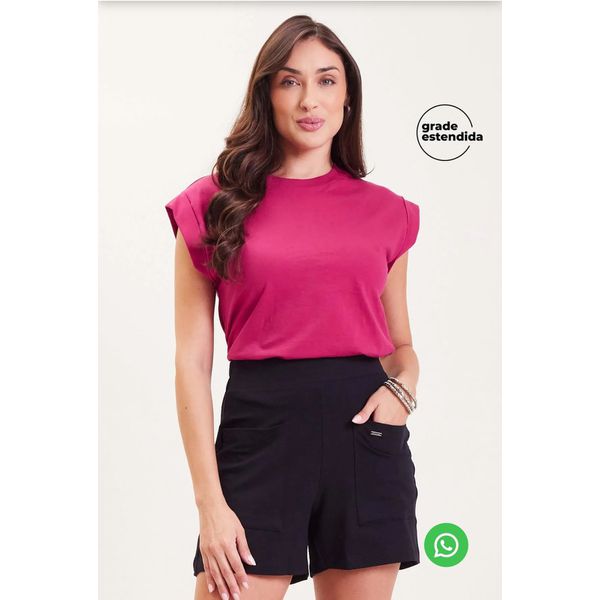 Short Feminino Em Moletinho Marialícia Preto