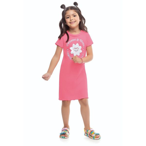 Vestido Kamylus Infantil Positive and Happy Rosa
