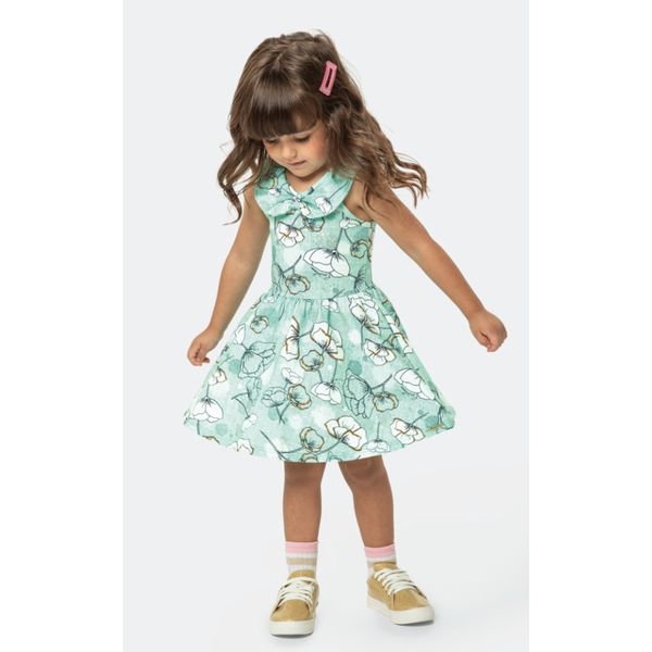 Vestido Regata Infantil Feminino Carinhoso Folhagem - Verde