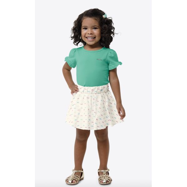 Carinhoso Conjunto Saia Shorts Menina Verde