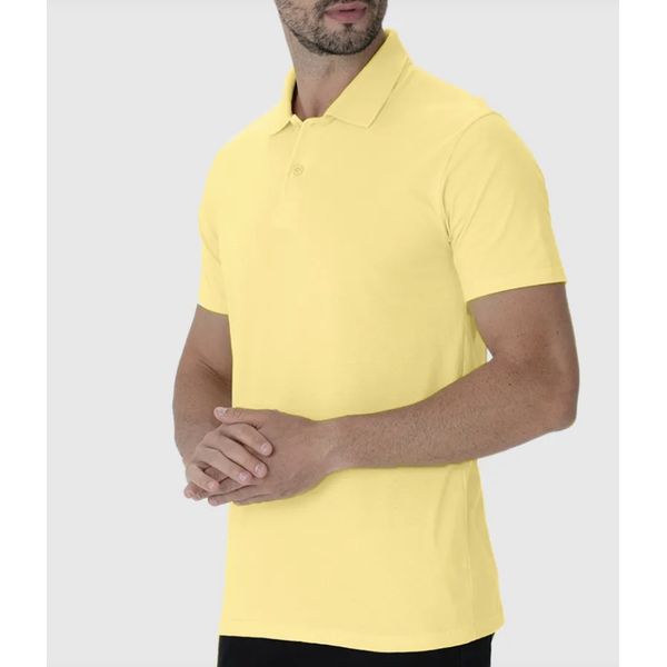 Camisa Polo Básica Masculina Peitilho Frontal Em Algodão