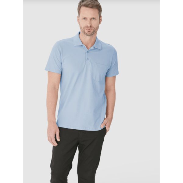 Camisa Polo Básica Masculina Gola Esporte E Bolso Piquet Stretch