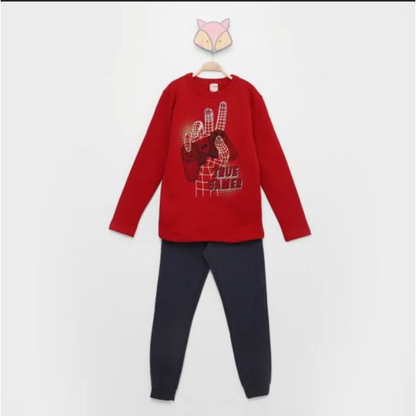 Conjunto Moletom Infantil Brandili Gamer Menino - Bordô