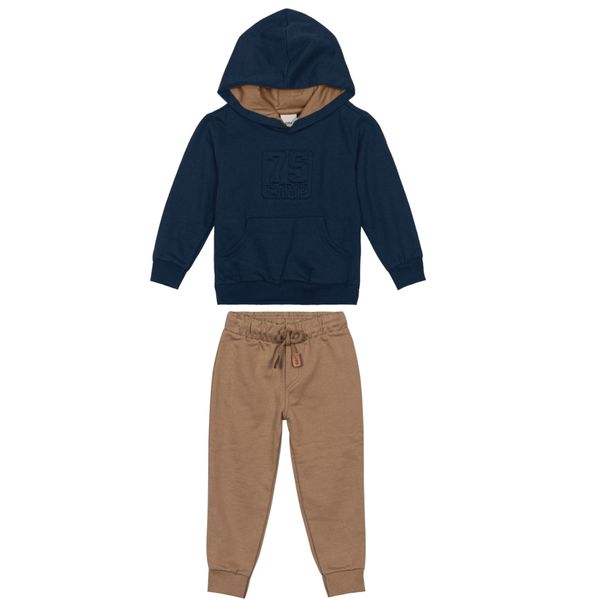 Carinhoso Conjunto Blusão e Calça Moletom Menino Azul