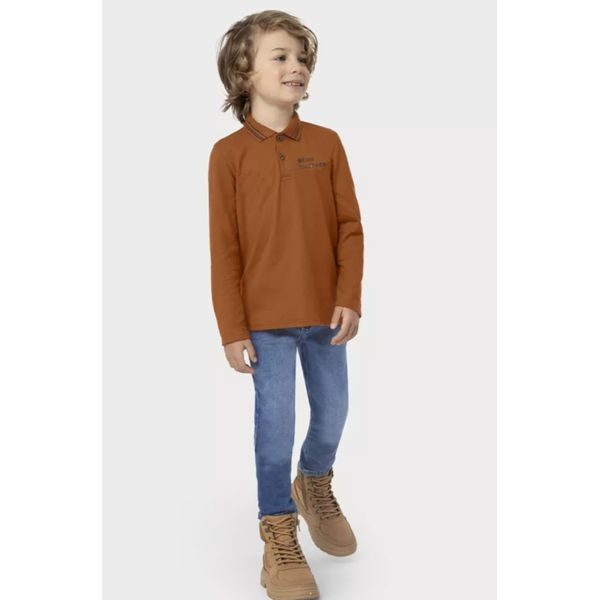 Conjunto Menino Polo Jeans Malwee Carinhoso Camel