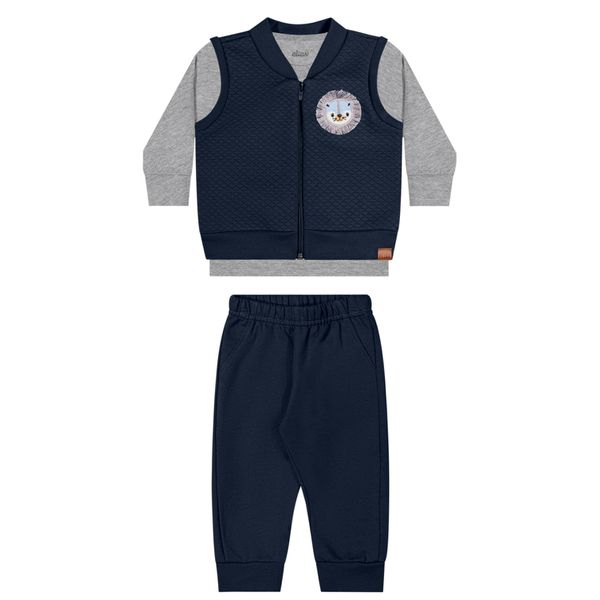 Conjunto Bebê Menino Colete e Calça Elian Preto