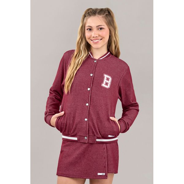 Jaqueta Juvenil Menina em Moletom Aplique Elian Beats Cereja
