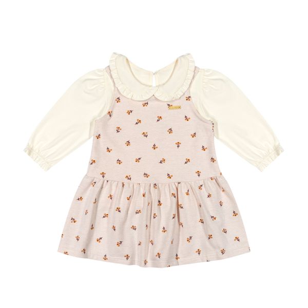 Conjunto Bebê Menina Vestido Floral e Blusa Colorittá Rosa